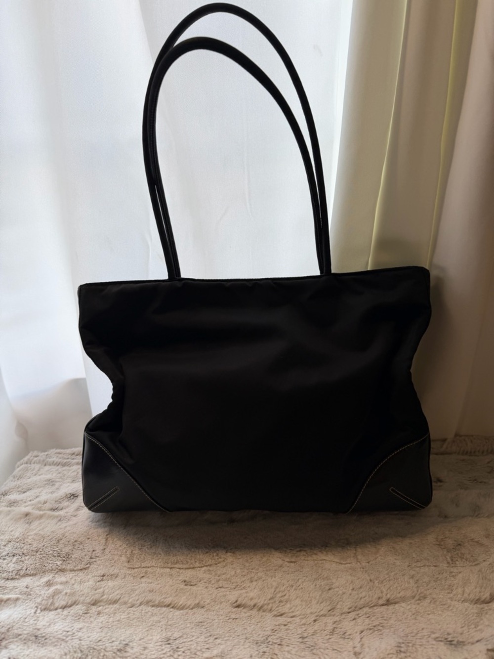 Prada Black Nylon Tote with Leather Trim - Picture 11 of 15